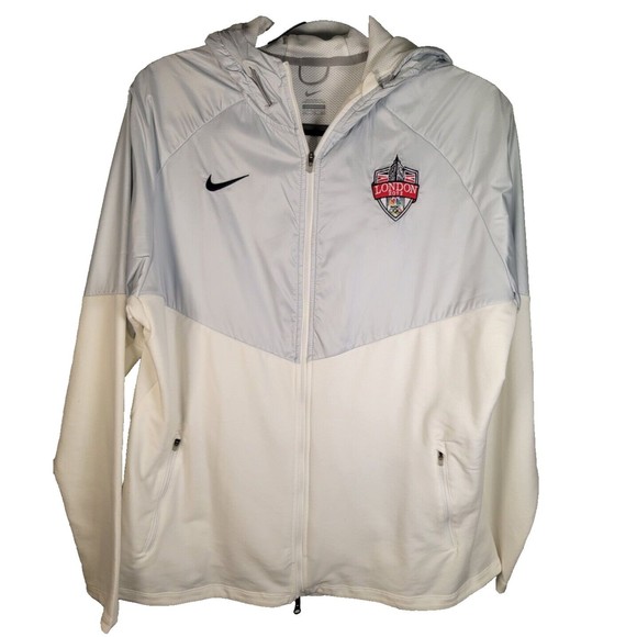 Nike Women's XXL 2012 London Olympics Hoodie Full Zip Track Jacket White Gray - Picture 1 of 10